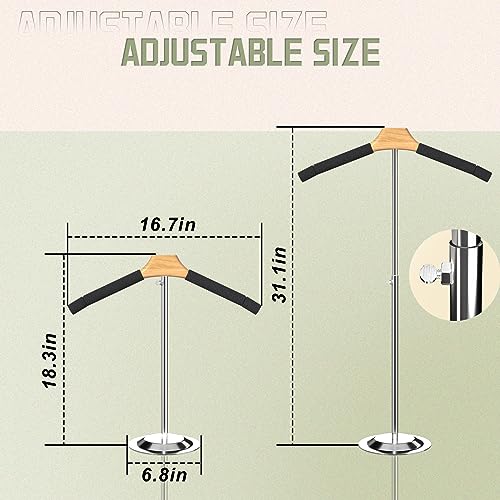 hanvate Adjustable T Shirt Display Adult for Vendors 6Pack,18-31.1IN Flexible Shirt Rack Shoulder Stand, Portable Hanging Metal Clothes Display, Hanger Rack for Clothing Dress Garment Coat Retail