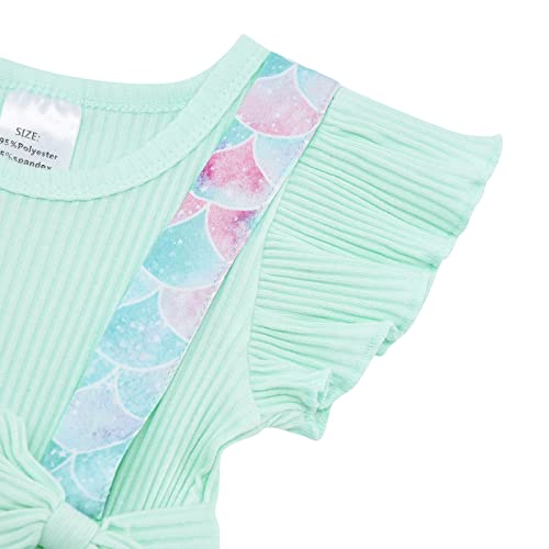 Unicomidea Blue Mermaid Baby Girls Summer Clothes Size 3-6 Months Newborn Outfit Funny Bownot Infant Girl Romper Suspender Baby Onesie Party Jumpsuit Size 3 Months #TOP3