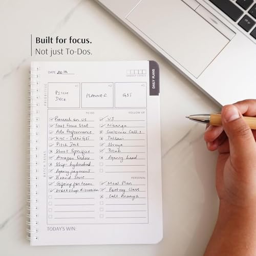 Image of Flow | Undated Monthly Planner | A5 | 96 Pages | Daily Planner Pages, To-do lists, Meeting Notes, Habit Tracker | Productivity Planner for Work & Life Pack of 2