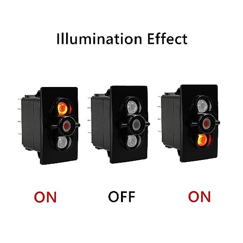 Image of Dual Orange Led 7 Pin (ON)-Off-(ON) DPDT 3 Way Momentary Rocker Switch Base for ARB /Carling Auto Marine Boat Dashboard Switch Replacement 12V /24V IP68