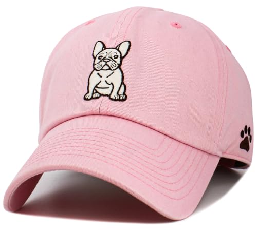 Image of KBETHOS Dog Cat Mom Dad Theme Womens Baseball Cap Distressed Vintage Unconstructed Embroidered Patch Hat