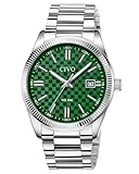 CIVO Analog Business Uhren Herren: Edelstahl Wasserdicht Quarz-Kleiduhr - Elegante Grün Kariertes Zifferblatt mit Leuchtzeigern und Datum für Stilvoller Geschäftsmann