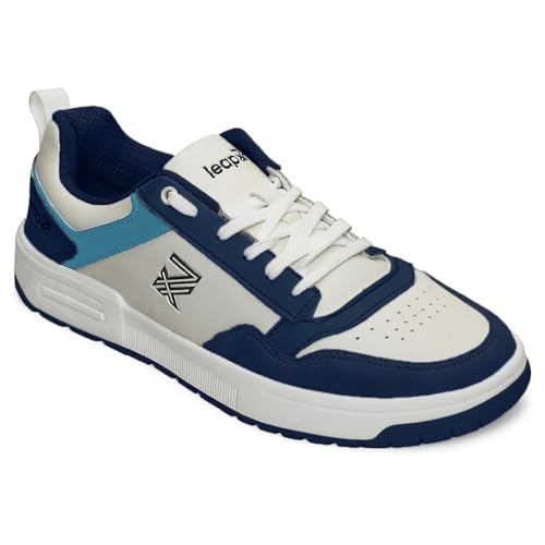 Image of Liberty Leap7x AMAZER-10E Men's Casual Lacing Sneakers, Black, Blue and White | Suitable for Walking Travel, College, Office | Comfortable Lace-Up Casual Shoes | Lightweight Stylish Fashion Footwear