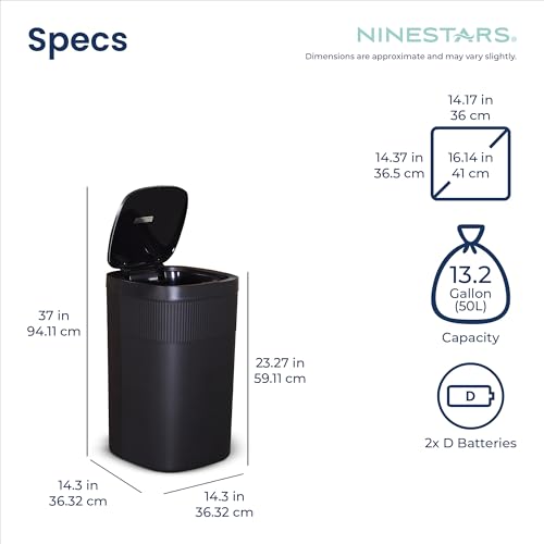 Caneca de basura automática rectangular 13 galones negro set 2 miniatura 5