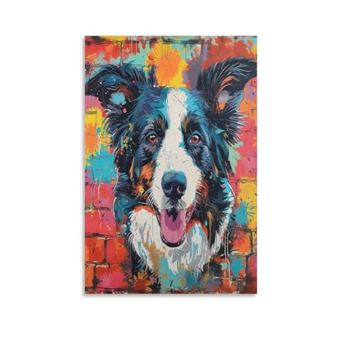 Border Collie décoration murale moderne avec impression sur toile 50x75 cm
