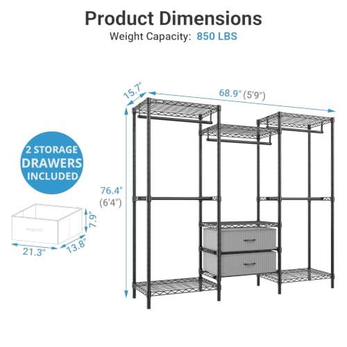 Image of VIPEK V20 Plus Clothes rack for Bedroom /Walk-in Closet, Black