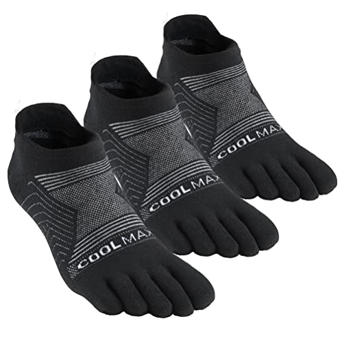 Coolmax Toe Socks for Women and Men No Show Low Cut High Performance 5 Finger Running Socks Athletic Wicking 3 Pack
