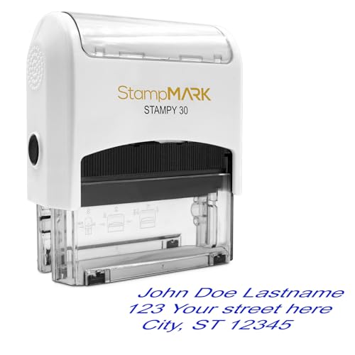 StampMark Customized Office Self Inking Stamp - 3-Lines - Medium - Choose from 15 Ink Colors