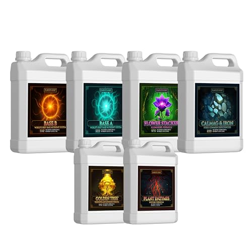 Image of Humboldts Secret Starter Kit Pack XL | Indoor and Outdoor Plant Fertilizer and Hydroponic Nutrients | Base A & B, CalMag and Iron, Golden Tree, Flower Stacker, Plant Enzymes | Complete Garden System