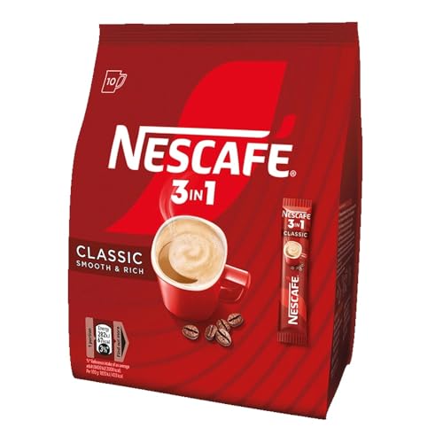 NESCAFÉ 3 en 1 Clásico Café Instantáneo Suave y Rico   10 sobres de 15,5 g cada uno