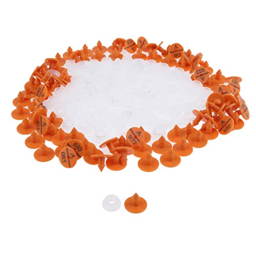 Homyl 100Pieces Plastic Ear Tag Animal Livestock For Rabbit Label 001-100 Orange