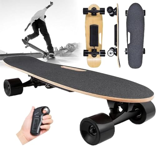Elektrisches Skateboard mit Fernbedienung, Longboard aus Ahornholz, maximale Geschwindigkeit 20 km/h, 8 km Reichweite, 3 einstellbare Geschwindigkeiten, maximale Belastung 90 kg