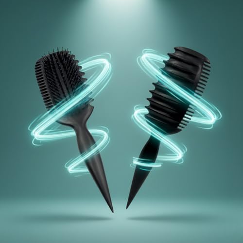 Image of Curl Define Styling Brush - Nylon Detangling & Curl-Defining Hair Brush for Curly, Wavy & Frizzy Hair - Paddle Brush with Wide Tooth Comb for Men, Women & Kids (Black)