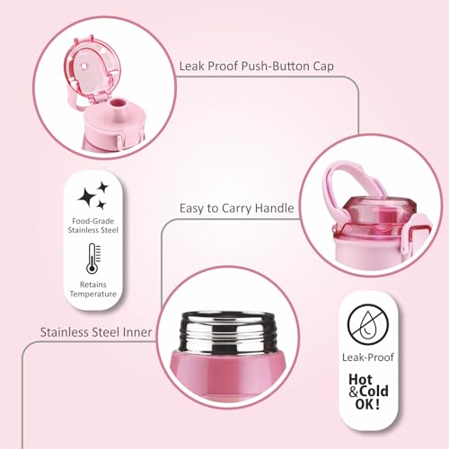 Image of Nayasa Plastic Turbo 600 ml BPA Free | Leak Proof | Push Button Cap Water Bottle for School, College & Office | Pink