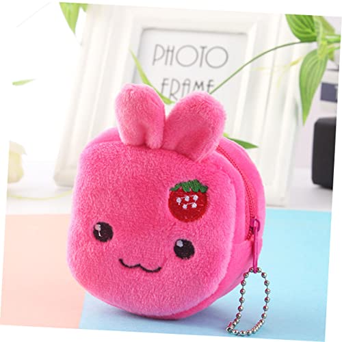 4pcs Cartoon Plush Coin Pouch Small Cute Change Wallets for Multifunctional Mini Purse for Coins Keys Bills with Rabbit Strawberry Ladybug Panda Designs2