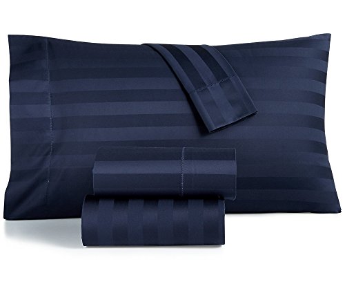 Charter Club Damask Stripe King 4-Pc Sheet Set 550 Thread Count Pure Supima Cotton (Navy)
