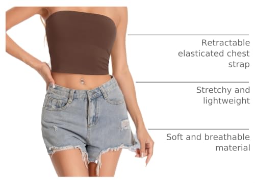 Image of Summer Tube Tops Basic Crop Tops for Women Strapless Tank Bandeau Shirts