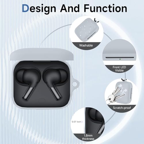 Image of Silicone Case Cover Compatible for OnePluss Buds 3 -Grey