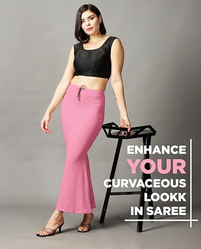 Image of ZORNITSA Cotton Lycra Saree Shapewear Petticoat for Women, Stretchable Saree Shaper Petticoat Inskirt, Shape wear Dress for Saree, Skirts