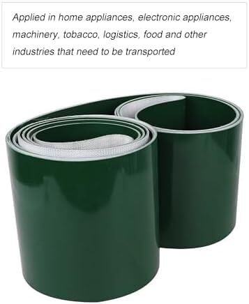 Zielony przenośnik taśmowy PVC do użytku przemysłowego - 50 x 120 cm idealny do pakowania linii produkcyjnych Wytrzymały materiał zapewniający wydajną pracę.