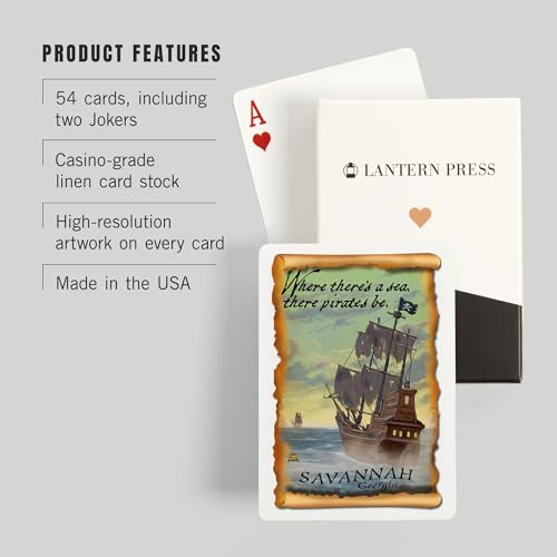Lantern Press Savannah, Georgia, Barco Pirata, 52 Cartas Póker miniatura 3