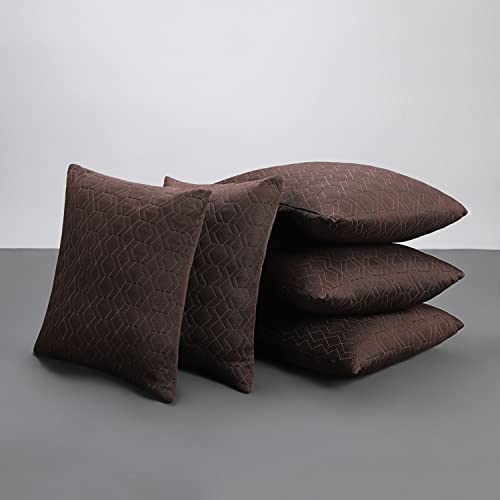 Image of LA VERNE Luxury Premium Cloth Microfibre Blown Technology Filled Cushion Filler Pack of 5 (16 inchX16 inch) (Coffee)