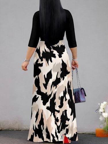 Image of PinkPatty Plus Size Dresses for Curvy Women V Neck Flowy Long Sleeves Wrap Maxi Dress Travel Vacation Outfits