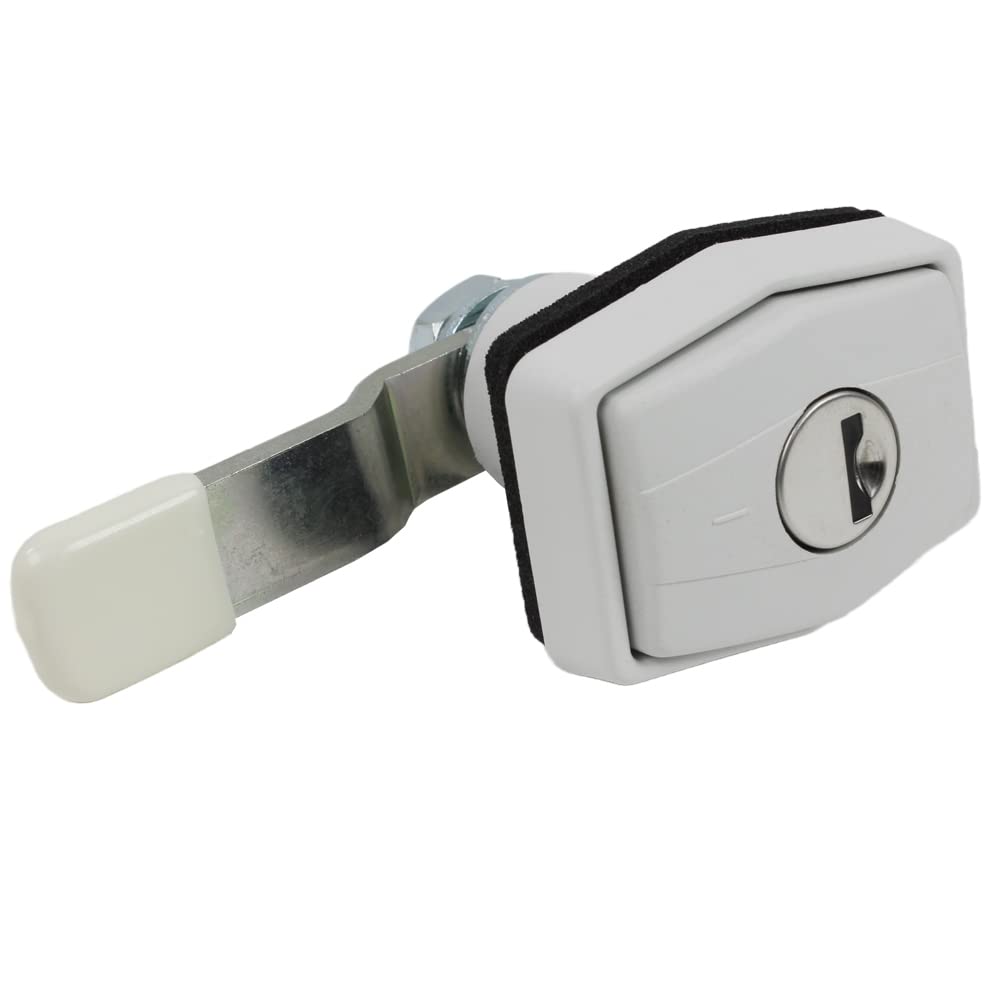 STS - Serrure à clapet à verrouillage hexagone - Blanc - Pour caravane, camping-car, caravane, bateau
