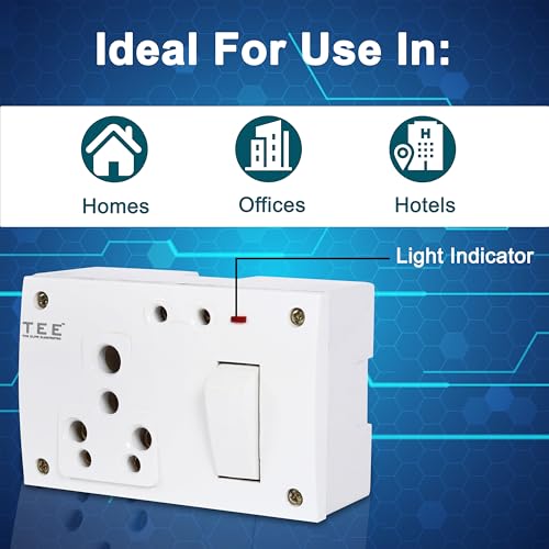 Image of Combined Box 16A with Universal Socket, Master Switch, LED Indicator | 240V Power Utility Box for Home, Office, Appliances (COMBINED BOX +2 PIN), Without Wire, 6 Month Warranty