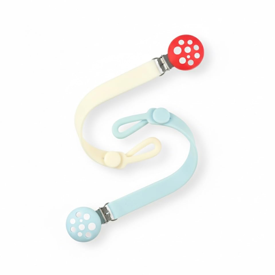 RaZbaby Chompy - Juego de 2 clips de silicona para chupón, texturizados, suaves y flexibles, con ajuste universal, sin BPA, duradero y ligero para