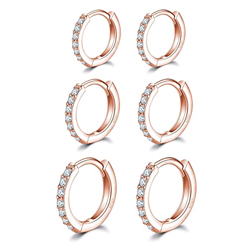 Creolen RoseGold Ohrringe für Damens, Ohrringe 925 Sterling Silber Kleine...