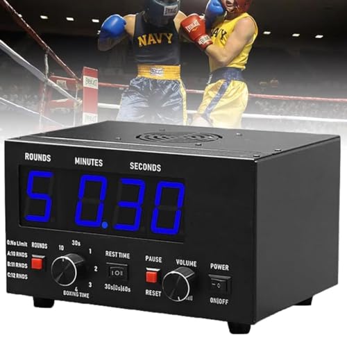 Temporizador profesional para boxeo CHEFFS Classic con pantalla LED, tiempo de entrenamiento y repeticiones de ciclo seleccionables, temporizador de intervalos ajustable para Muay Thai/MMA/Boxeo (Azul) miniatura 1