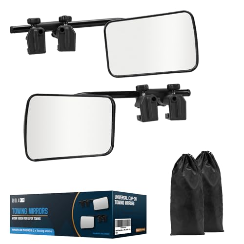 Holakit TW001 Advanced Towing Mirrors, Universal Clip-On Truck & Rv Trailer Tow Mirrors, Side Mirrors Extenders For Safe Towing Hitch cover