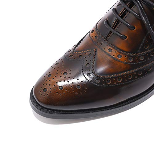 Image of Mona flying Women's Leather Perforated Lace-up Oxford Brogue Wingtip Shoes