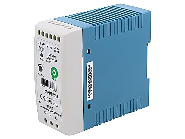 Alimentation à impulsions POS MDIN60W12 pour rail DIN 60W 12VDC OUT 1