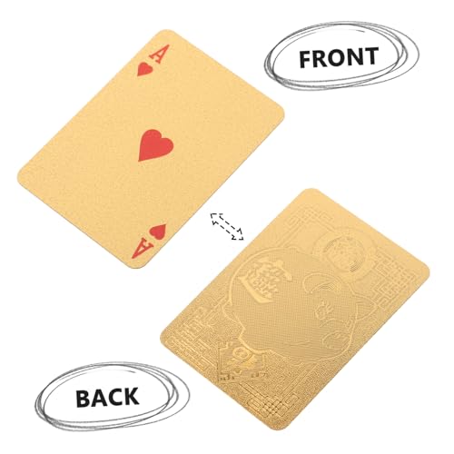 Generisch 1 Satz Mini-pokerspielzeug Spiele Brettspielkarten Mini-spielkartenspielzeug Zappeln Partybevorzugungen Für Wasserfeste Pokerkarten Reisespiel Minikarten Plastik Golden – Bild 4