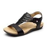 Rihero Black Orthopedic Sandals for Women Comfortable Arch Support Orthotic Walking Flat Sandals for Travel Work Size 8