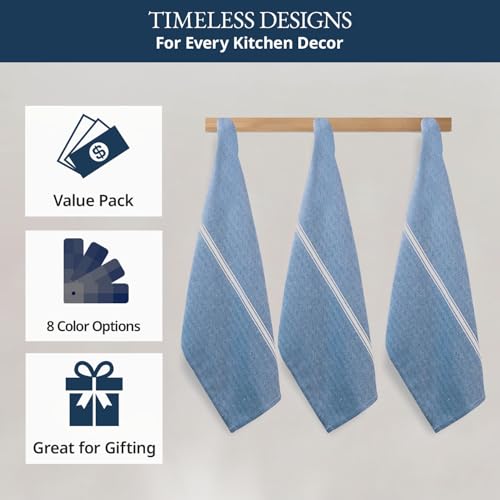 Image of LANE LINEN Kitchen Towels Set - 100% Pure Cotton Dish Towels for Kitchen, Super Absorbent Kitchen Hand Towel, Tea Towels, Soft & Durable Dish Cloths, Pack of 12 - 15 inchx25 inch, Indigo