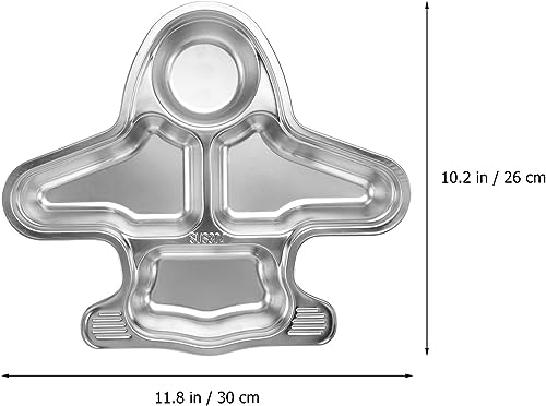 Image of Happy Hues Stainless Steel Divided Meal Plate Tray-3 Compartments Dinner Dish for Baby (Plane)