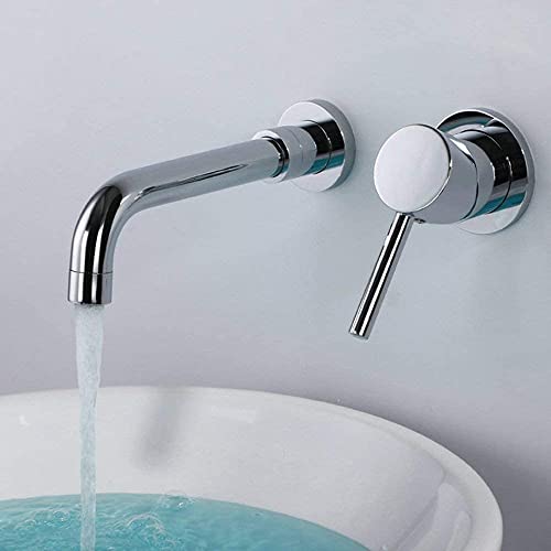 Robinet de salle de bains mitigeur mural deux trous avec bec de 192mm