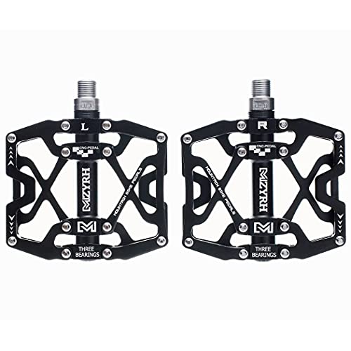 Lanx. 角型 アルミ ペダル (黒&黒) 左右セット ベアリング 3個搭載 自転車 マウンテンバイク MTB クロスバイク ロードバイク 用 オレンジ オイル スリック 大きい 軽量 カーボン 片面 spd フラット カラー キーボード キックボード キャップ 黄色 キッズ バイク キック ゴー 金属 クイック リリース クランク クリップ クリート 軽 ケース 工具 固定 (黒&黒)