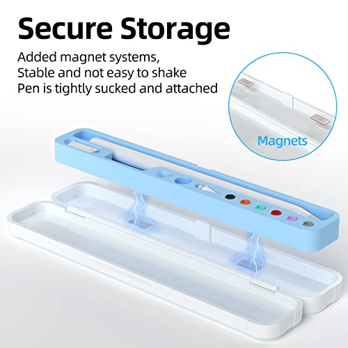 Image of Magnetic Carrying Case Compatible with Apple Pencil 2nd Generation and 1st Gen Pencil and Samsung Galaxy S-Pen Series, Pencil case Consists of Hard PC Shell and Soft Silicone Inner (Sky Blue)