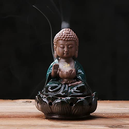 Bouddha support encens reflux céramique aromathérapie et yoga