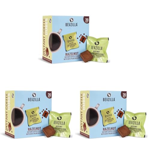 Image of Bevzilla 20 Hazelnut Flavour Instant Coffee Cubes | Made with Date Palm Jaggery & Arabica Beans | No Refined Sugar | No Preservatives | Coffee Premix with Real Ingredients| Enjoy Hot & Cold