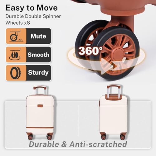 Image of Turtle Trek 20 inch Trolley Bag for Men & Women 8 Wheels Bag Hard Case Polycarbonate Luggage with 360 Degree Spinner Wheels, Combination Lock, Telescopic Handle, Suitcase for Travelling (White)