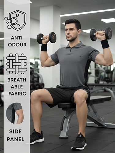 Image of White Moon Dryfit Tshirt for Men, Gym T Shirt for Men Workout - Running with Collar Zipper Neck and Side Panel, Quick-Dry, Anti-Odor Sports Tshirt, Lightweight & Breathable