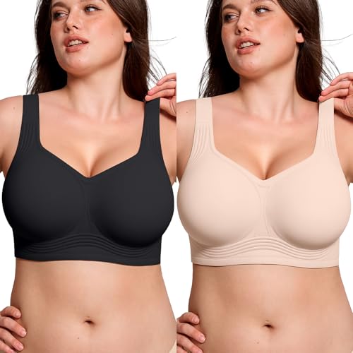 ProKloud Jelly Bras for Women No Underwire Wireless Bra with Support and Lift Full Coverage Plus Size Comfy Seamless Bra