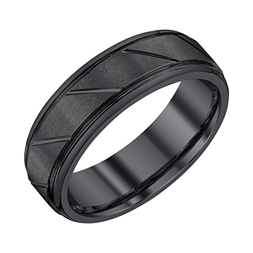 AX Jewelry Mens 7mm Black Tungsten Wedding Band AX Jewelry Mens 7mm Black Tungsten Wedding Band