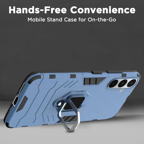 Image of Pikkme Back Cover for Samsung Galaxy A56 5G | 360 Protection | Ring Holder | Kickstand | Tough Armor Case (Blue)