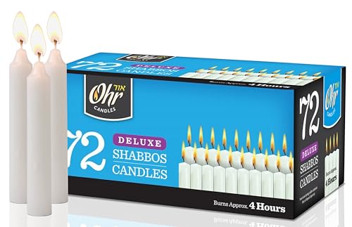 OHR CANDLES Shabbat Candles - Traditional Shabbos Candles - 4 Hour - 72 Count - by Ohr
